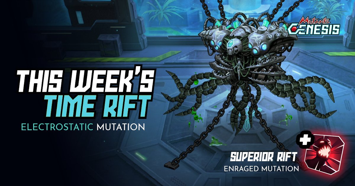 🤖 This week, a new challenge arises with the Time Rifts! 🌩 Get ready for a wildly electric atmosphere! ➡️ Play Mutants: Genesis now: bit.ly/3xYqc4K