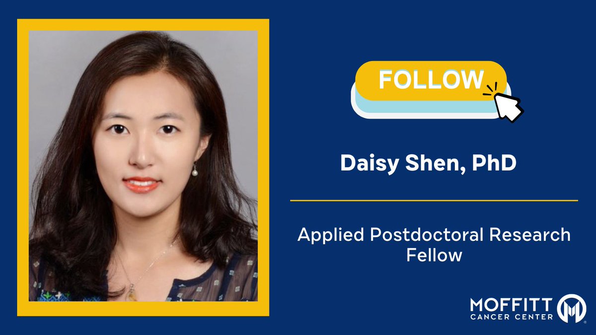 Moffitt Cancer Center (@moffittnews) on Twitter photo #FollowFriday Meet Yuanyan “Daisy” Shen, PhD (<a href="/DrShen_Yy/">Yuanyuan"Daisy" Shen</a>), an Applied Postdoctoral Research Fellow. Her research focuses on bladder cancer with an emphasis on AI-driven approaches to improve survival outcomes. Follow her for the latest updates in bladder cancer research and her #FollowFriday Meet Yuanyan “Daisy” Shen, PhD (<a href="/DrShen_Yy/">Yuanyuan"Daisy" Shen</a>), an Applied Postdoctoral Research Fellow. Her research focuses on bladder cancer with an emphasis on AI-driven approaches to improve survival outcomes. Follow her for the latest updates in bladder cancer research and her