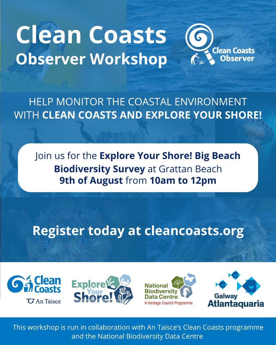 CleanCoasts's tweet image. ๐ Become a citizen scientist with @CleanCoasts & @GalwayAquarium!
๐ Grattan Beach, Galway
๐๏ธ Aug 9 | 10AM
๐ฆ Bivalve Survey, ๐ชธ Rockpools, ๐ฑ Seagrass Spotting & more!
๐๏ธ Free workshop:
๐eventbrite.com/e/143631029575โฆ
#CleanCoasts #CleanCoastsObserver #CitizenScience