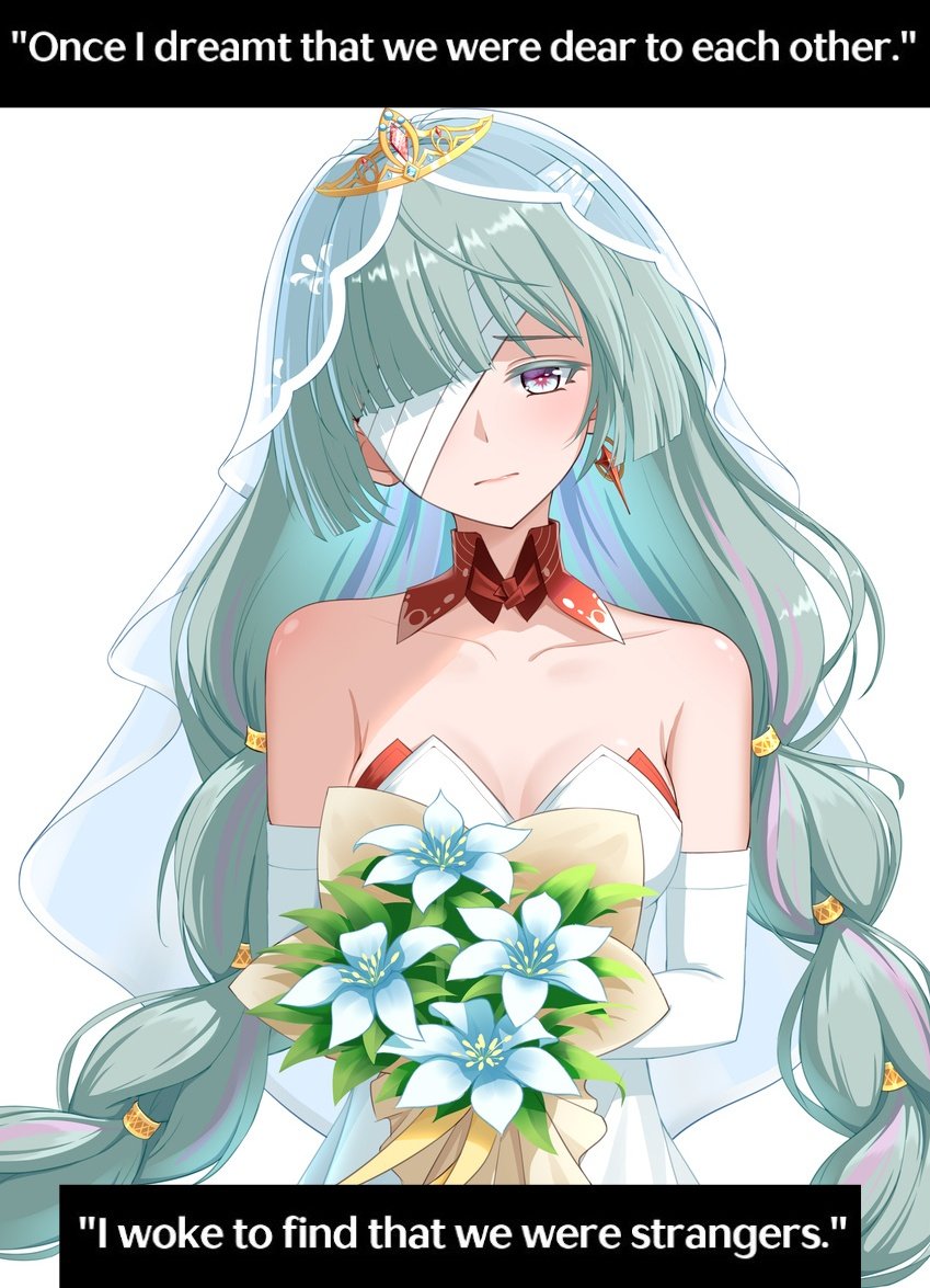 GodKingArthur's tweet image. Phrolova is waiting for Rover in a wedding dress.