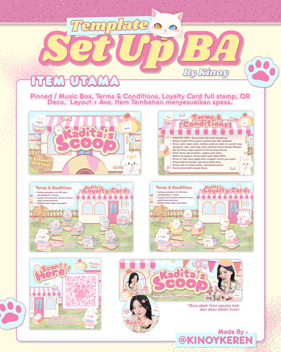 KINOYKEREN's tweet image. help RT pls? timaacii π
HELLOOππ»β¦. aku membawa template SET UP BA buat spess apa aja! PRICE 275K udah dapat 7-9 item include link Canva, mubox, loyalty card, QR deco, leot, semuanyaAA deh.
BEST DEAL BGT GAKSII?π€Έπ»π₯π₯ buy now!
π β scroll down for details!
#zonauang #zonaBA