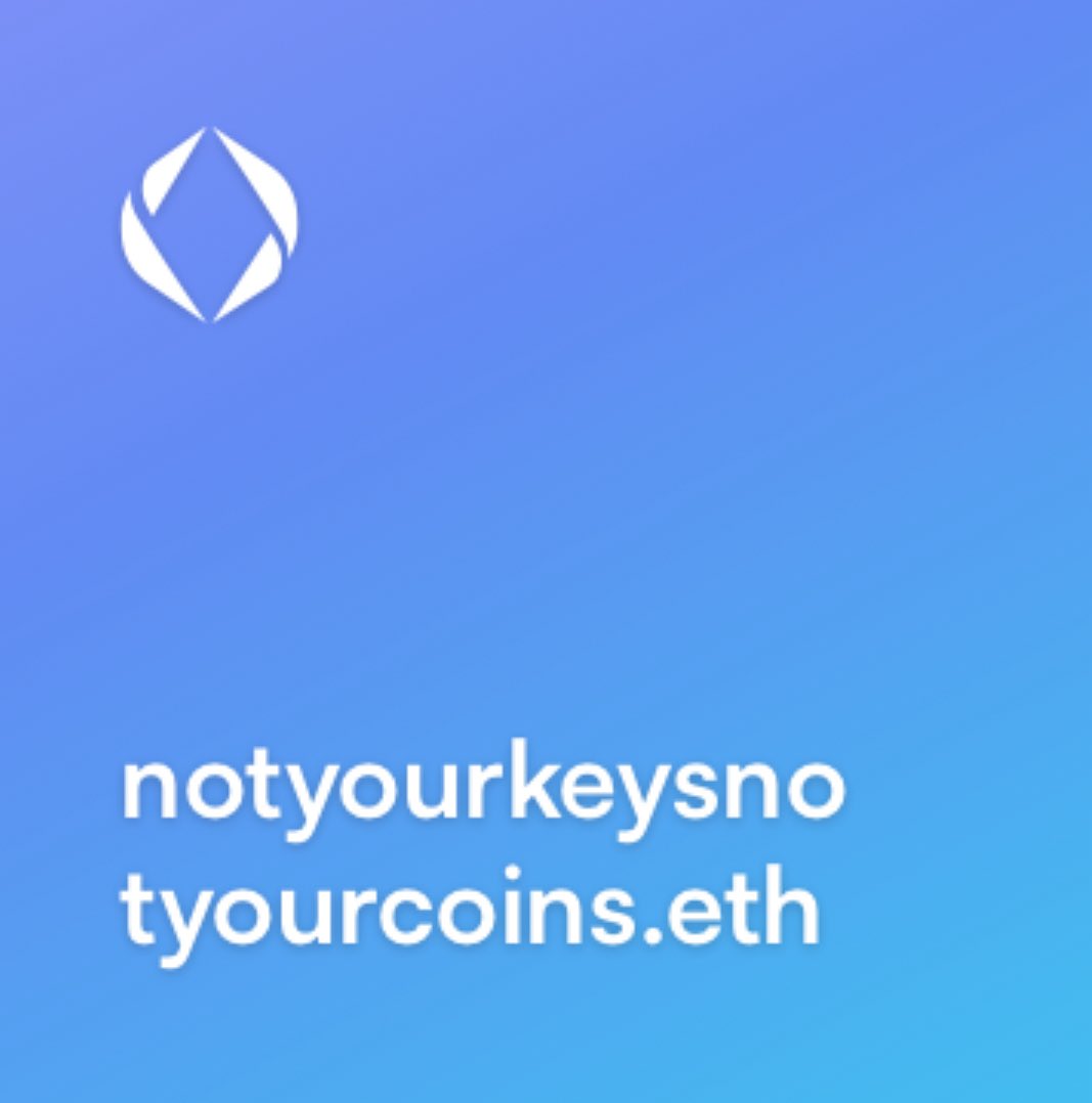 Burnasso's tweet image. 🔐 Selling the premium ENS domain notyourkeysnotyourcoins.eth
to whoever truly understands its meaning.
But if @Ledger, @Trezor, @BitBoxSwiss or @Tangem don’t scoop this up —
are we even serious about self-custody?
It’s literally your brand DNA.
It’s not just a domain — it’s…
