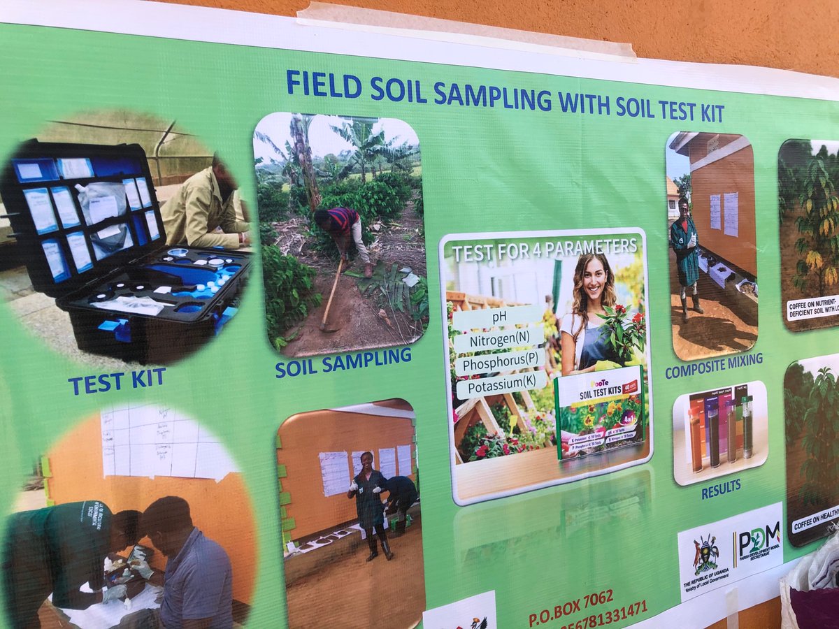 MakCAES's tweet image. .@Makerere reaching out to communities rather than them coming to Makerere: Meet Our own student Interns testing Mpigi and Masaka soil using @Makerere Soil Testing kits.