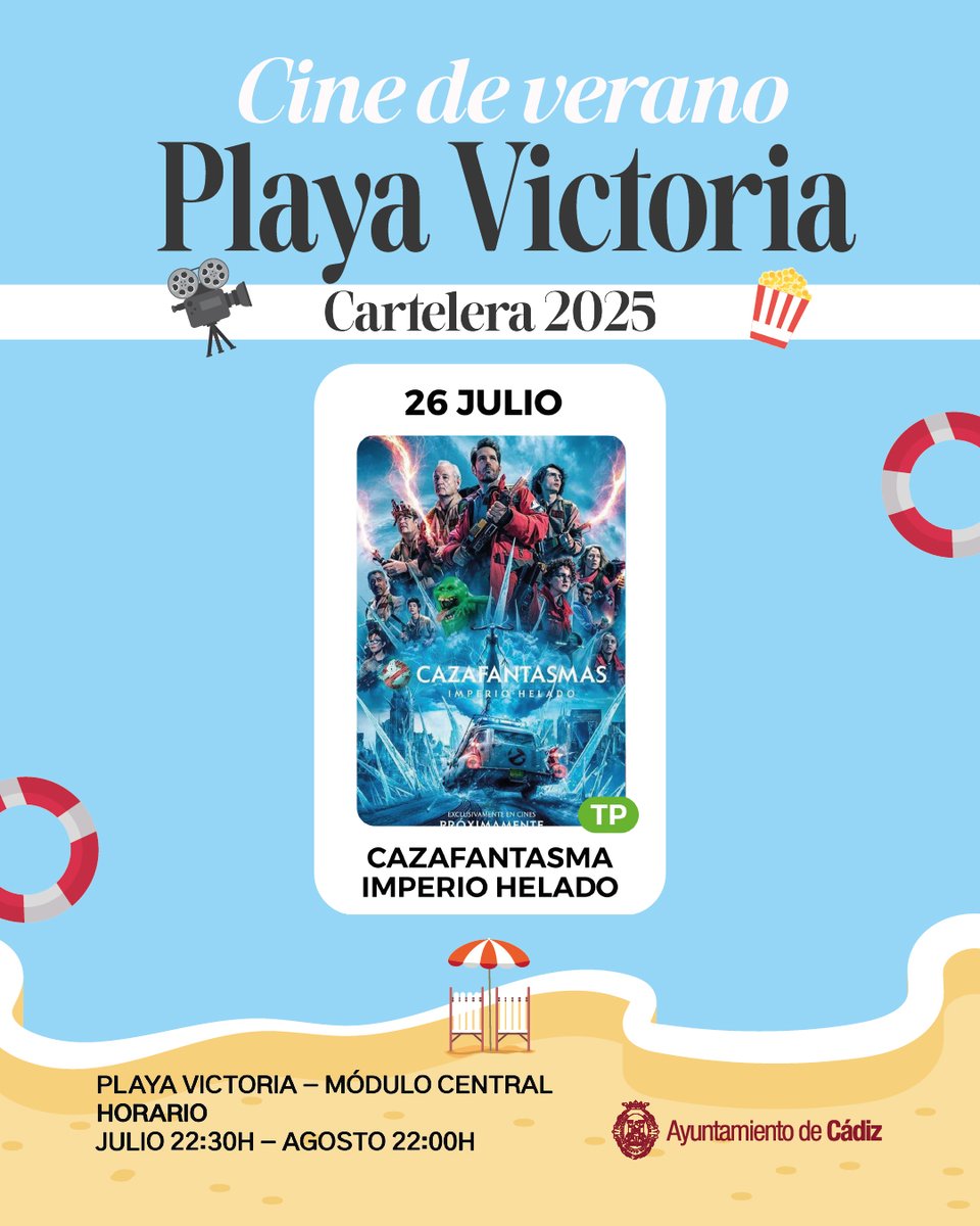 😃 Mañana sábado, en el ciclo de Cine de Verano en la playa de La Victoria de #Cádiz