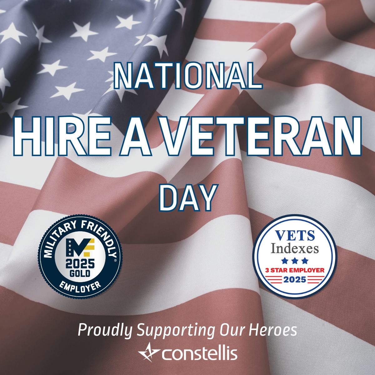 Today, on National #HireAVeteranDay, we proudly honor the 1,000+ #veterans who serve Constellis globally. Their leadership, discipline, and dedication help us deliver critical mission support every day. We're committed to supporting our nation's heroes—on and off the battlefield.