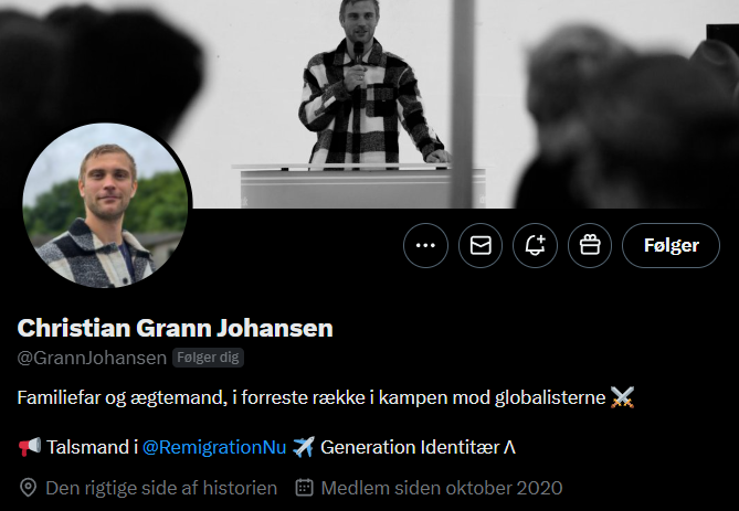 Baronen af Øresund (@oresundsbaron) on Twitter photo Danske Patrioter - del 6: <a href="/GrannJohansen/">Christian Grann Johansen</a>
Christian er talsmand for Generation Identitær, og dermed en af dem som går forrest i kampen for bevarelsen af det danske folk, samfund, kultur og værdier.
Få ofrer så meget som folkene i GI - og det fortjener et like og et follow!🇩🇰 Danske Patrioter - del 6: <a href="/GrannJohansen/">Christian Grann Johansen</a>
Christian er talsmand for Generation Identitær, og dermed en af dem som går forrest i kampen for bevarelsen af det danske folk, samfund, kultur og værdier.
Få ofrer så meget som folkene i GI - og det fortjener et like og et follow!🇩🇰