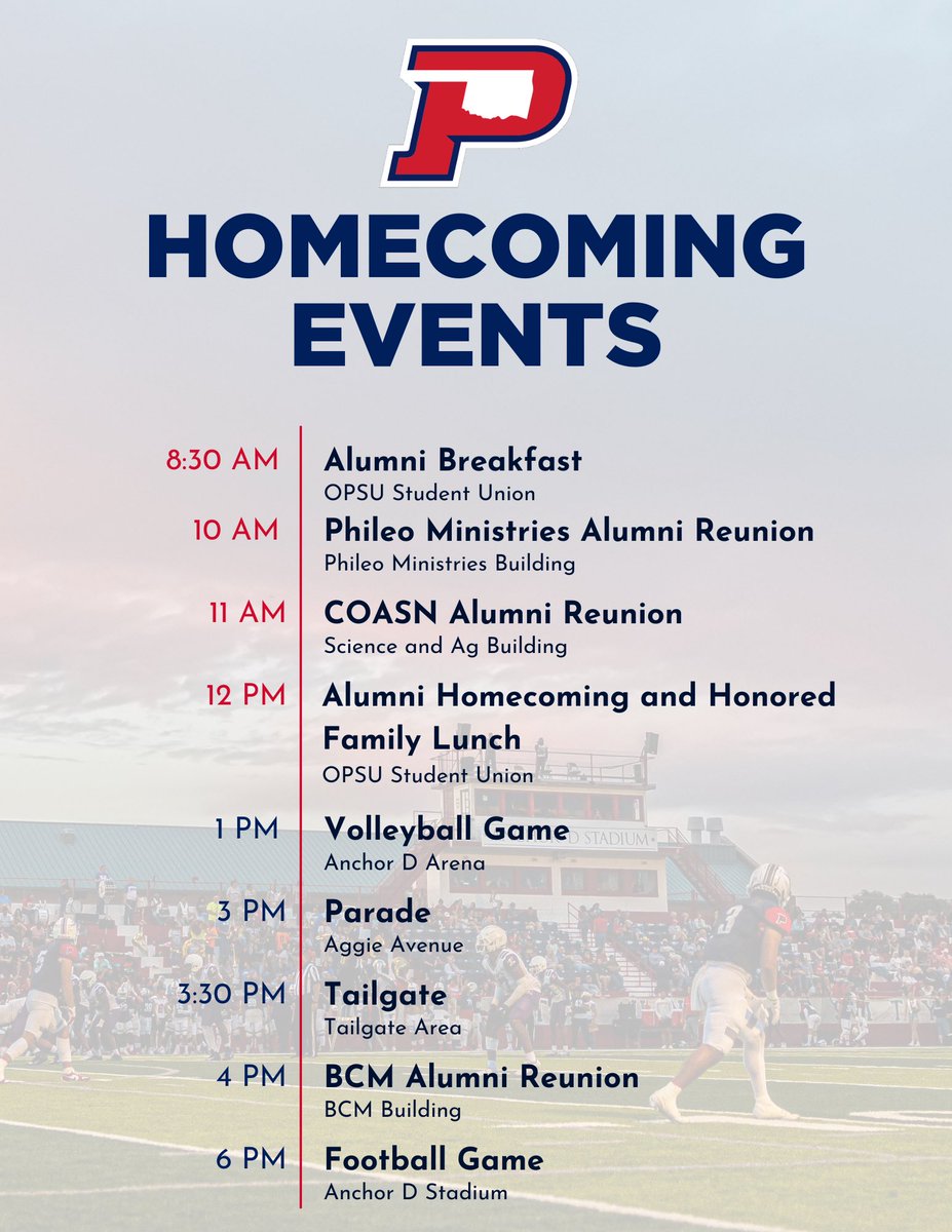 OPSU Alumni & Friends (@opsu_alumni) on Twitter photo Homecoming 2025!!!!
Youβve saved the date β
September 27th
Join us for a fun filled day on campus
Email opsu.alumni@opsu.edu with any questions Homecoming 2025!!!!
Youβve saved the date β
September 27th
Join us for a fun filled day on campus
Email opsu.alumni@opsu.edu with any questions