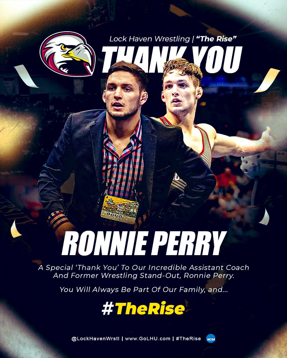 LockHavenWrstl's tweet image. It has been one heck of a run, thank you Coach Perry. From NCAA Finalist, to Head Women’s Coach, to Associate Head Coach, your commitment to Lock Haven Wrestling was incredible. Lots of memories. Best of luck in your next endeavor. #TheRise @MatTownUSA 🦅
