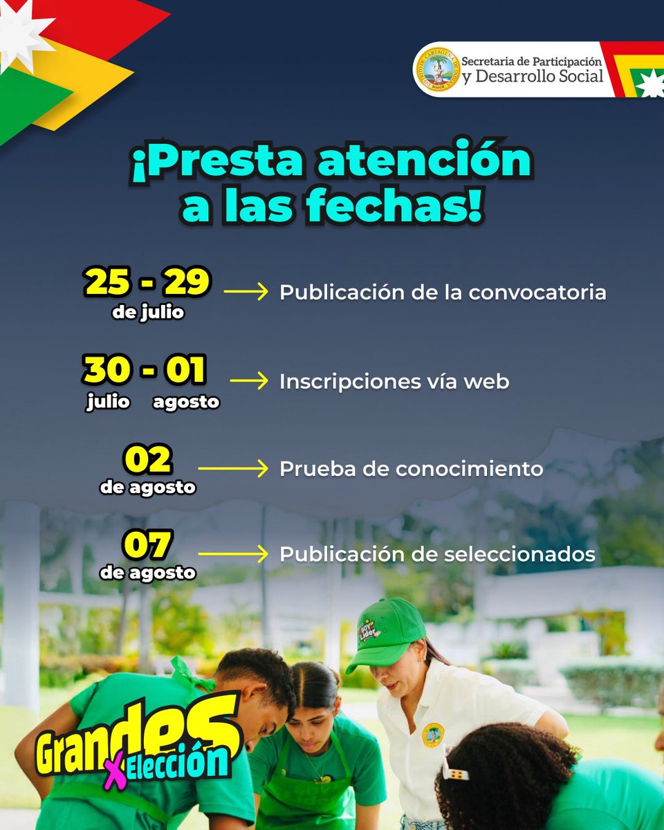 Secretaria de Desarrollo Social Ctg (@secparctg) on Twitter photo 🎯 ¿Buscas tu primer empleo? ¡Esta es tu oportunidad!
La Registraduría abrió convocatoria para vincular a más de 2 mil jóvenes en la organización de las elecciones de los Consejos de Juventud 2025.
<a href="/AlcaldiaCTG/">Alcaldía de Cartagena</a> <a href="/dumek_turbay/">Dumek Turbay Paz</a> 🎯 ¿Buscas tu primer empleo? ¡Esta es tu oportunidad!
La Registraduría abrió convocatoria para vincular a más de 2 mil jóvenes en la organización de las elecciones de los Consejos de Juventud 2025.
<a href="/AlcaldiaCTG/">Alcaldía de Cartagena</a> <a href="/dumek_turbay/">Dumek Turbay Paz</a>
