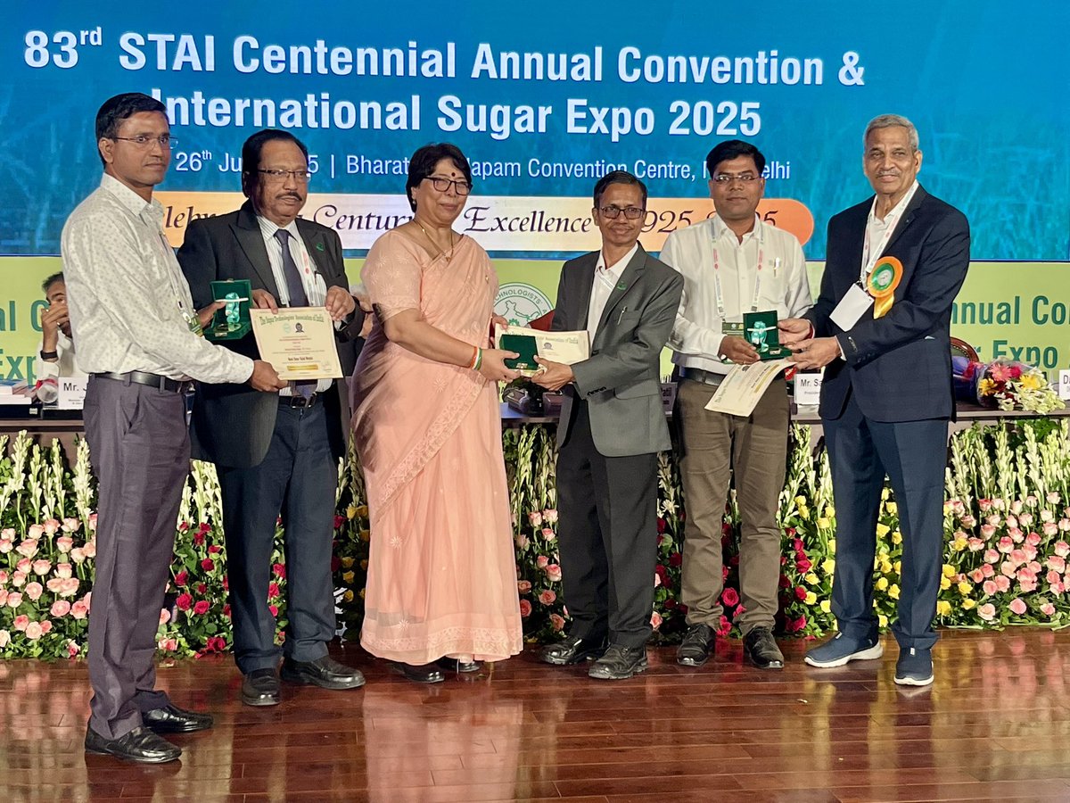 apsingh_NSI's tweet photo. Thrilled and honored to have been conferred the Noel Deer Gold Medal for presenting my research paper titled “Use of Artificial Intelligence in Sugar Factory: A New Tool” during the 82nd Annual Convocation &amp; International Sugar Expo 2024, organized by STAI in Jaipur.
#NSI https://t.co/PSCHgGKAqE