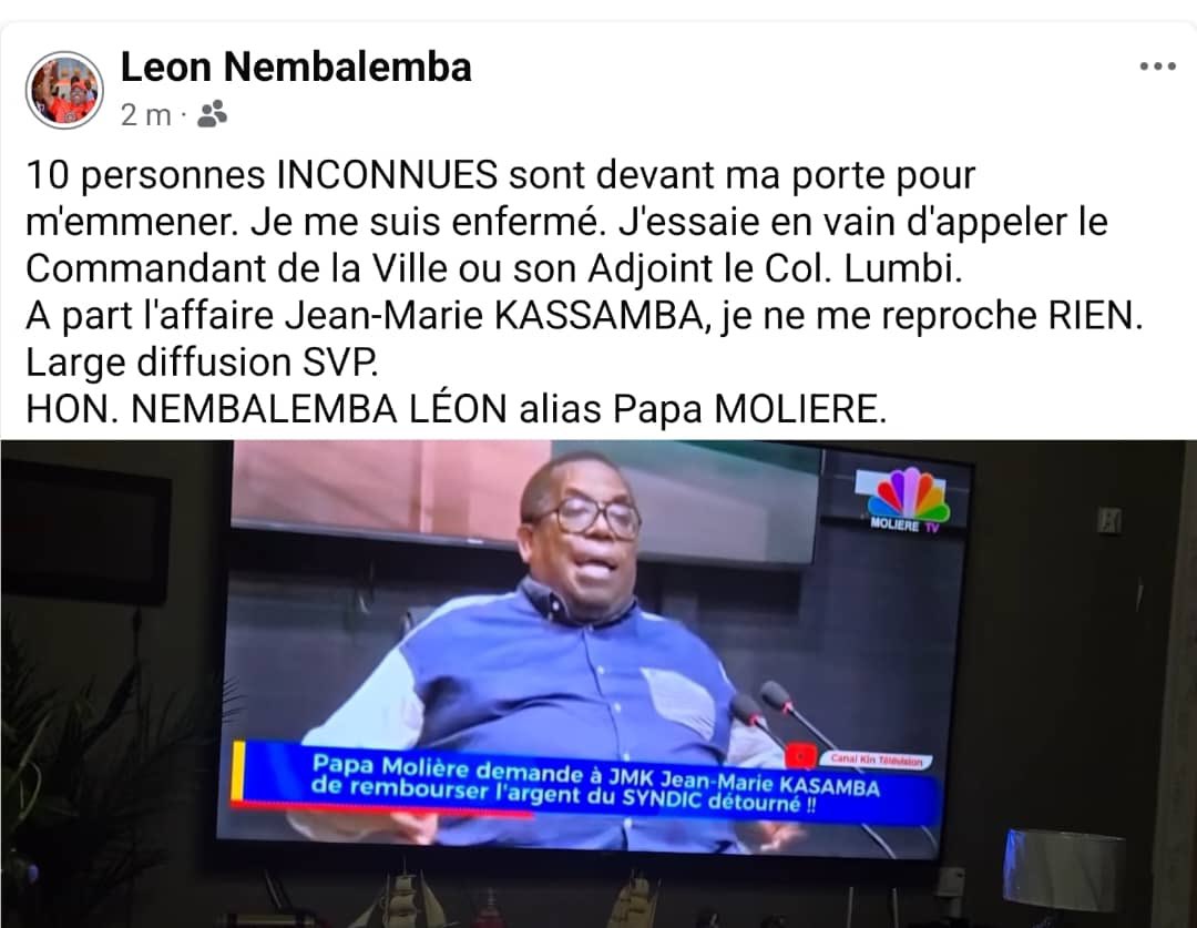 rkitsita's tweet image. #RDC: Urgent 🚨 : Léon Nemba Lemba alerte sur la présence des personnes inconnues devant sa résidence qui cherchent à l’emmener sans dire plus sur le lieu et la raison.