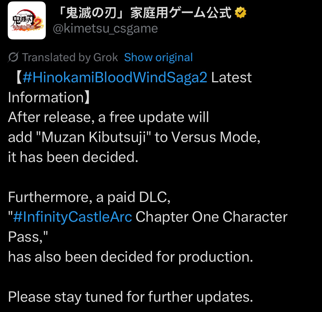 fgcalert's tweet image. Demon slayer has new info released and we have a newly revealed character‼️
Muzan Kibutsuji will be added as free DLC in a future update, and a planned DLC expansion for the first infinity castle movie is now in production, no release dates were given for either
1 week left!!!