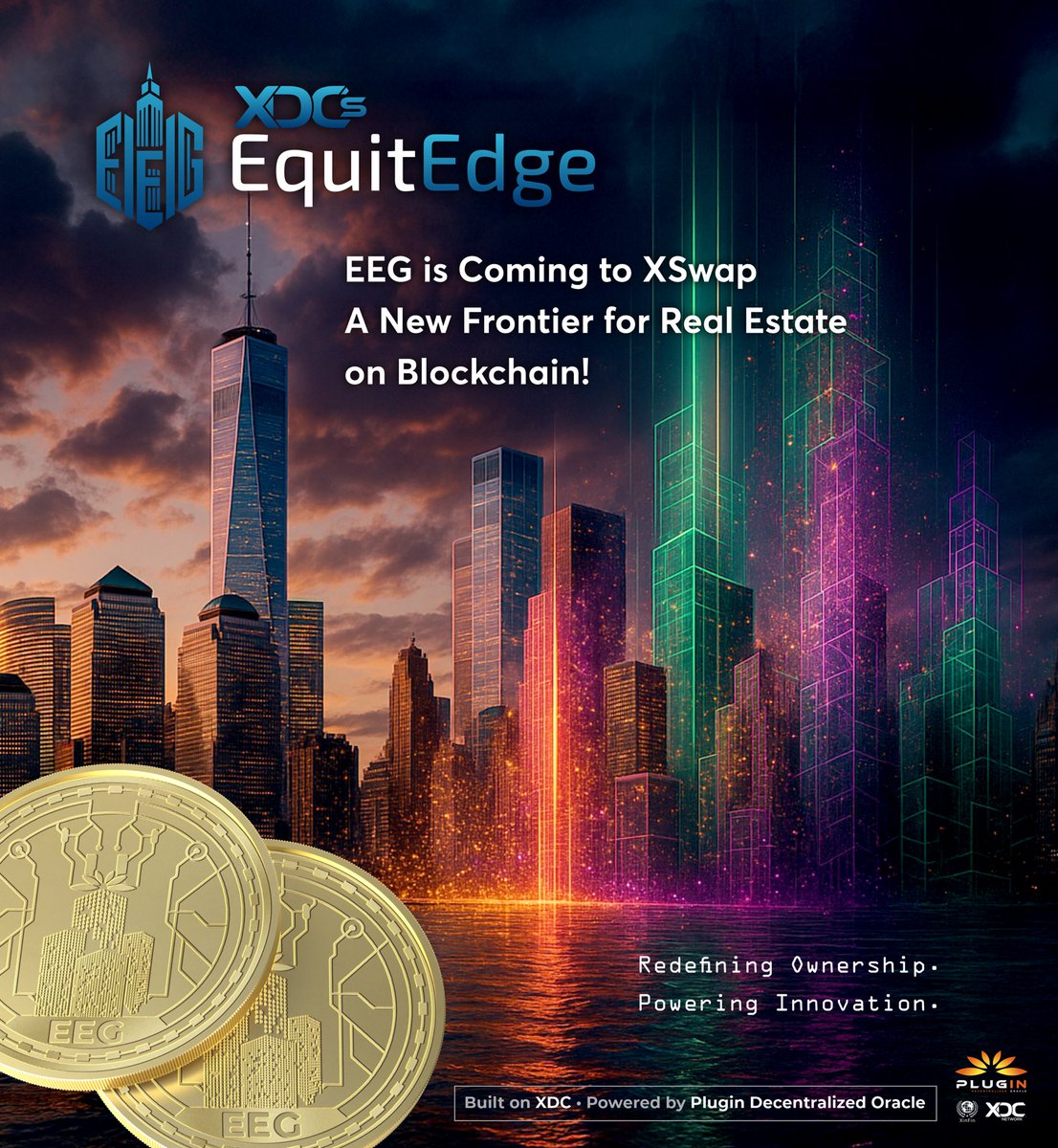 EquitEdge's tweet image. We are glad to announce that our new utility token, $EEG (XRC-20), for our RWA tokenization, “XDC'c EquitEdge Marketplace - Own a piece of your dream” will soon be available on #XSWAP.
What is $EEG, and how does it power EquitEdge?
$EEG is designed to be the backbone of the…