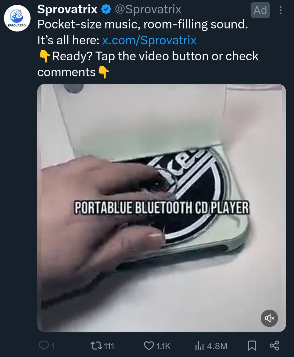 tobiasly's tweet image. it&apos;s the year 2025 &amp;amp; i&apos;m getting an ad for a discman on twitter