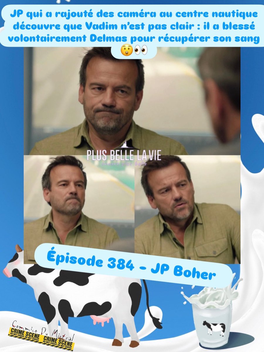 CommicoMistral's tweet photo. #pblv #Episode384 JP qui a rajouté des caméra au centre nautique découvre que Vadim n’est pas clair : il a blessé volontairement Delmas pour récupérer son sang 😲👀 #plusbellelavie @HenonStephane https://t.co/6ztFZLNfFD