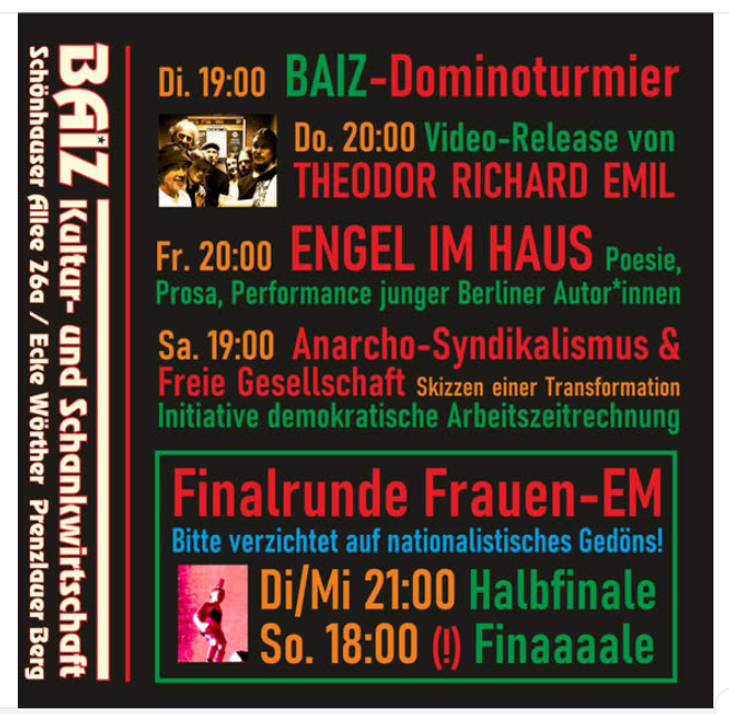 Nicht vergessen: Samstagabend geht's im Baiz um Wirtschaft im #Anarchismus, mit Helge Döhring!