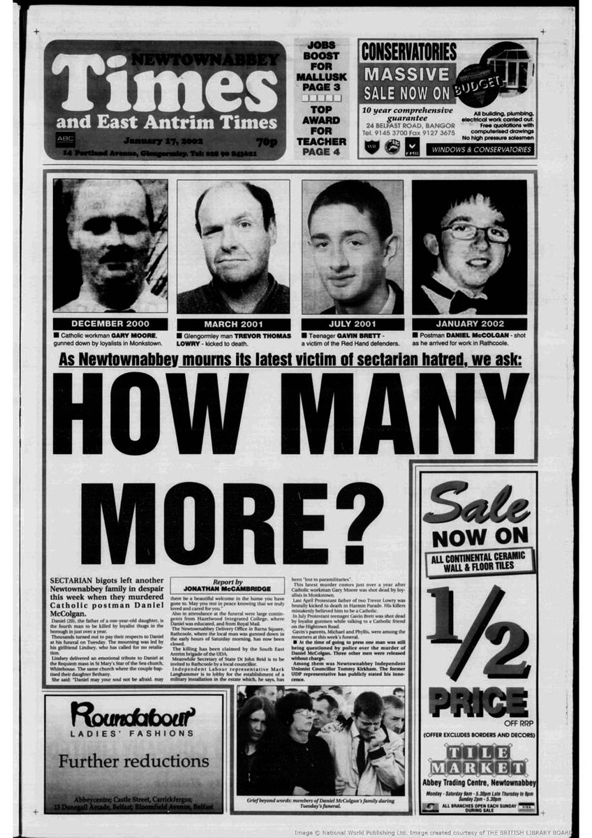 Hannyhas's tweet photo. #Remembered 29/7/2001, Gavin Brett, 18, Protestant (parents mixed) shot by loyalist murderers from car while standing talking to RC friend @ Hightown Rd, Belfast, near St Enda`s GAA club. His father, a paramedic sent unknowing, tried to revive him &amp; affected deeply for life. #OTD https://t.co/vOrkQMzInv