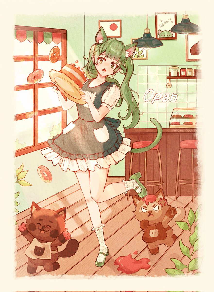 Milas_artworks's tweet image. Excited to show you my new no pixel art.
Anime girl Matcha and the twins Mocha and Latte #cafedot
I want to stick to this watercolor/pencil style for my non pixel art. I am so excited #art #illustration #animegirl