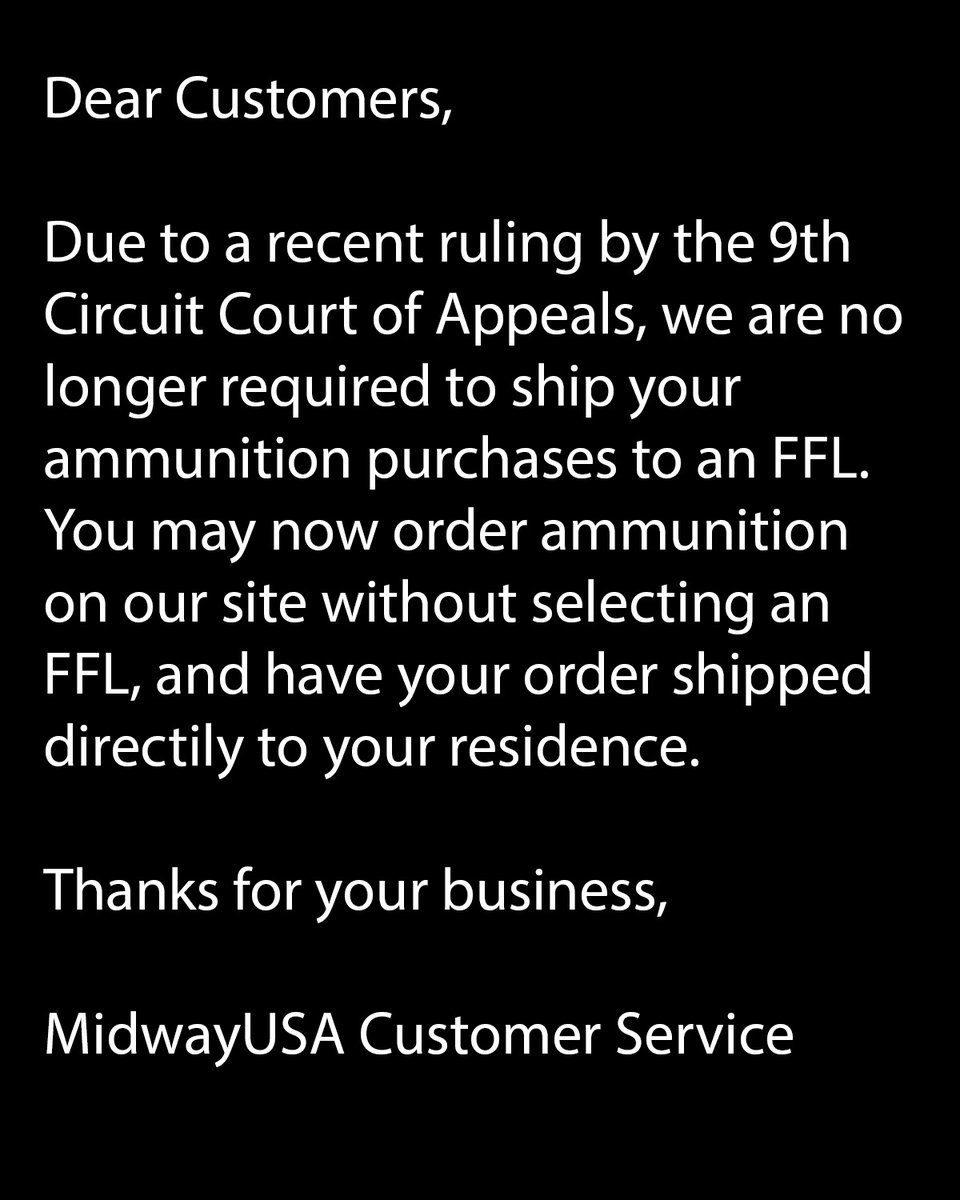 MidwayUSA's tweet image. Good news California!!!