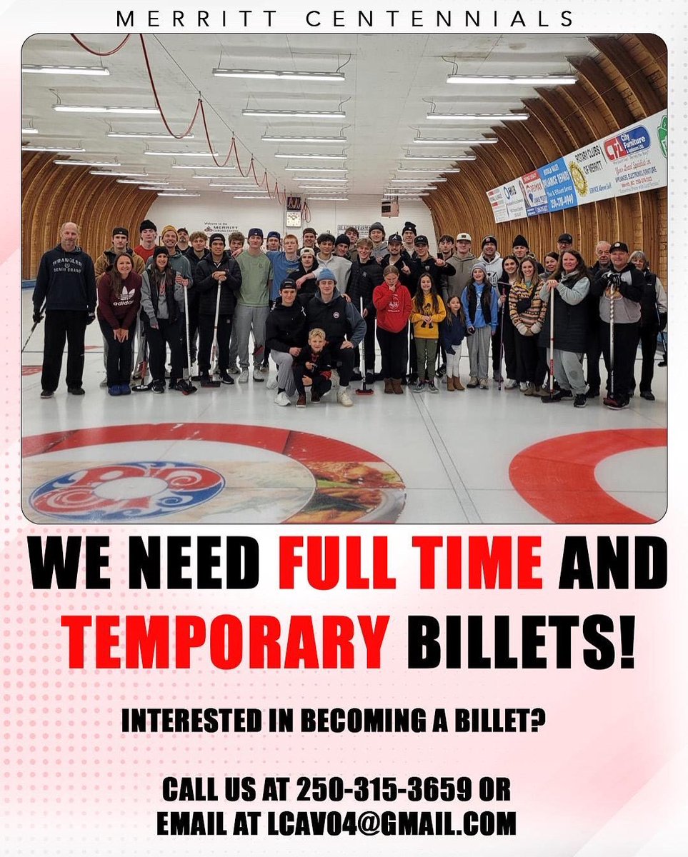 Becoming a Merritt Centennials Billet Family

Temporary billets: August 22 - September 14

Contact Lisa at (250) 315-3659 or lcav04@gmail.com for more information