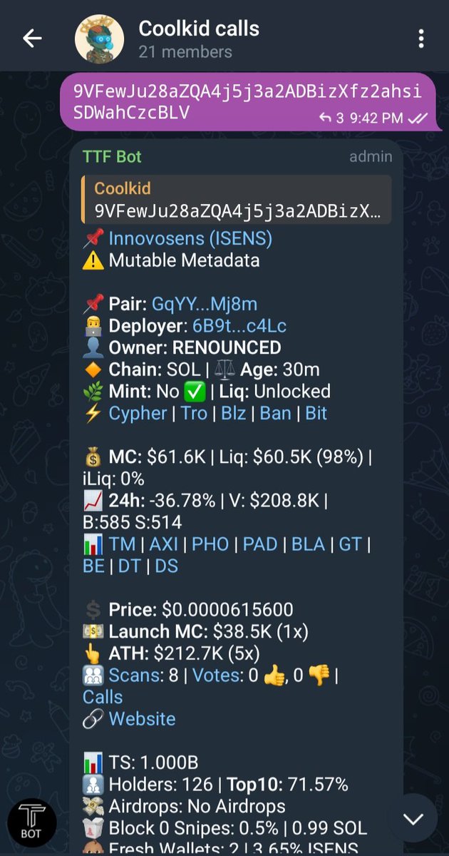 kidontrench's tweet photo. Easy 5.3x profit made from my private call on $iSENS ✨️ Private chads are printing hard as usual ✨️ 
Dm me to join my private TG for early entry calls 🔥 ✨️ 💯 💸 

Ca: 9VFewJu28aZQA4j5j3a2ADBizXfz2ahsiSDWahCzcBLV
#isens #memecoin #solana https://t.co/WQ04pHdUCr