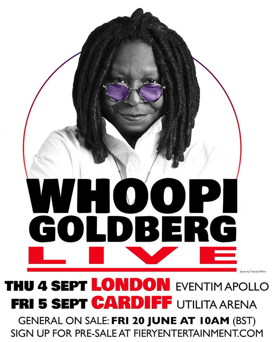 stereoboard's tweet image. ICYMI // Actress, comedian, EGOT winner and all-round icon Whoopi Goldberg has announced a pair of exclusive UK dates this September, heading to London and Cardiff for a pair of live shows!
Fancy it? Tickets are on sale now 👉 tinyurl.com/bdh7ahn6