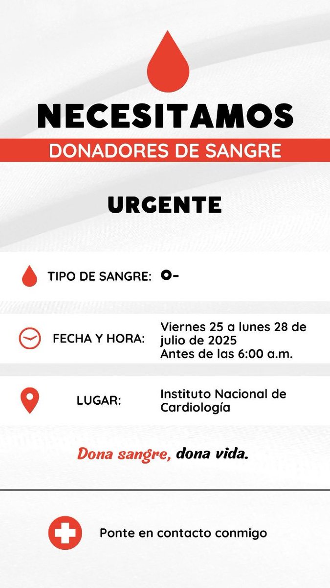 donaenvida's tweet image. #URGENTE #CDMX #Sangre tipo O- en el Instituto Nacional de Cardiología.
#DonaEnVida #DonaConAmor