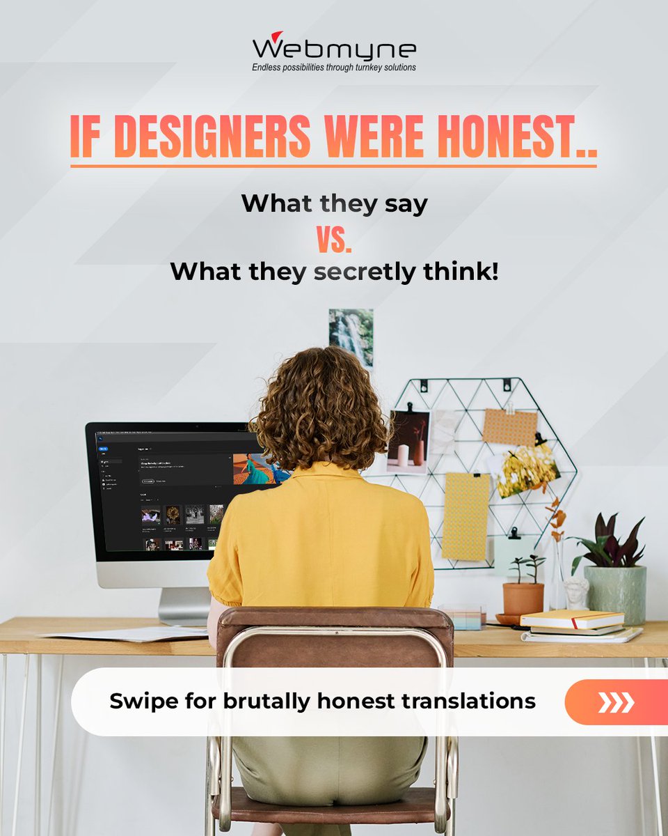 webmynecom's tweet image. Designers speak a different language, but we’ve decoded it for you!
Which one hit home the most? 😂
Tag your designer buddy who says these daily!

#DesignerLife #DesignTruth #CreativeHumor #UXRelatable #DesignConfessions #ClientVsDesigner