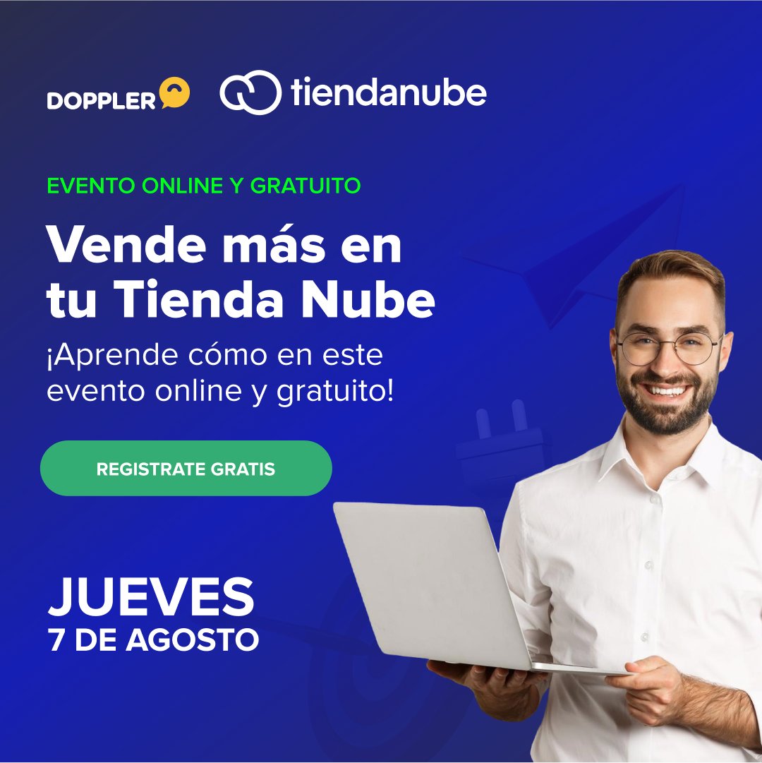 Si tienes una #Tiendanube, este evento es para ti 🛍️

Te invitamos a este seminario online y gratuito donde aprenderás cómo integrar Doppler a tu Tienda Online, para aumentar tus ventas y mejorar la experiencia de tus clientes.

Regístrate aquí 👉 tinyurl.com/5n8msmme