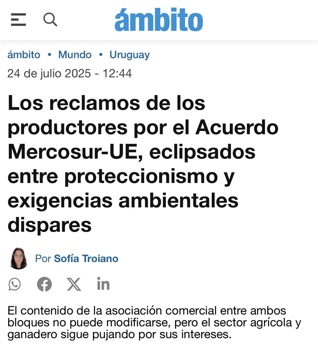 Ignacio Bartesaghi (@i_bartesaghi) on Twitter photo Comparto nota de <a href="/Ambitocom/">Ámbito Financiero</a> que incorpora mi opinión sobre el acuerdo Mercosur - Unión Europea 🇪🇺.
ambito.com/uruguay/los-re… Comparto nota de <a href="/Ambitocom/">Ámbito Financiero</a> que incorpora mi opinión sobre el acuerdo Mercosur - Unión Europea 🇪🇺.
ambito.com/uruguay/los-re…