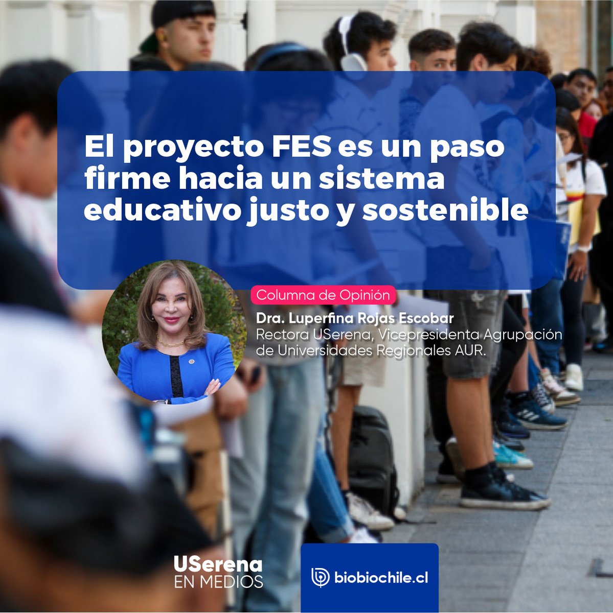 U. de La Serena (@userena) on Twitter photo 💻Columna de Opinión de Rectora #USerena, Dra. Luperfina Rojas, publicada en <a href="/biobio/">BioBioChile</a>: "El proyecto FES es un paso firme hacia un sistema educativo justo y sostenible"
Leer acá 👉biobiochile.cl/noticias/opini… 💻Columna de Opinión de Rectora #USerena, Dra. Luperfina Rojas, publicada en <a href="/biobio/">BioBioChile</a>: "El proyecto FES es un paso firme hacia un sistema educativo justo y sostenible"
Leer acá 👉biobiochile.cl/noticias/opini…