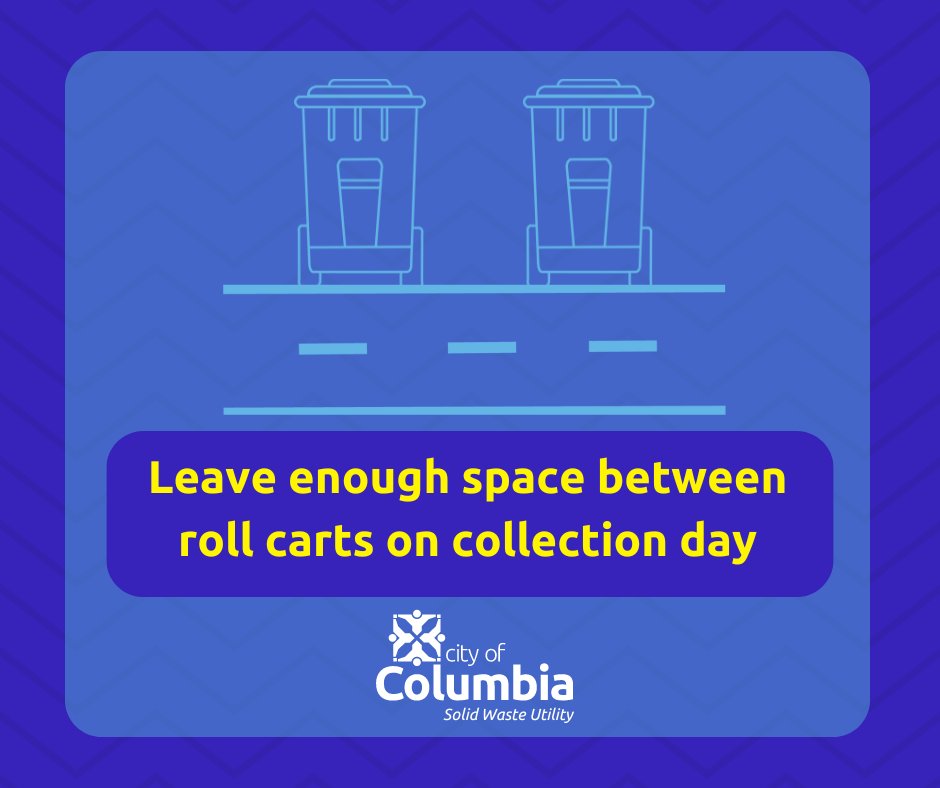 CoMoWaterLight's tweet image. Roll carts left for collection must be placed with wheels at the edge of the pavement and the lid closed.
For more information, visit como.gov/utilities/colu…