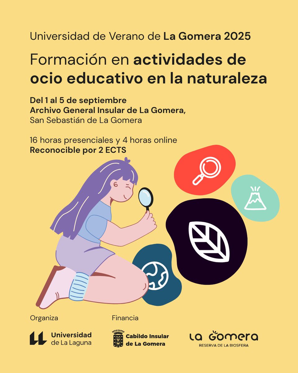 fg_ull's tweet image. 🗓️ En septiembre, la Universidad de Verano de La Gomera despide su edición 2025 con tres actividades gratuitas que conectan naturaleza, cine e historia atlántica.
🌍 Una oportunidad para aprender, reflexionar y redescubrir nuestro patrimonio.
Más info 👉 t.ull.es/13td