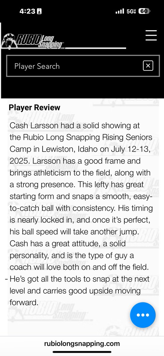 CA$H LARSSON - 2026 (@cashlarsson) on Twitter photo #AGTG I am excited to be a 4.5⭐️ Long Snapper. Blessed to be ranked the #1 LS in Oregon. Hard work pays off 💪
Thank you <a href="/TheChrisRubio/">Rubio Long Snapping®</a> for the ranking, coaching and write-up!
<a href="/GoPacerFootball/">Lakeridge Football</a>
<a href="/CoachSpencerP/">Spencer Phillips</a> #AGTG I am excited to be a 4.5⭐️ Long Snapper. Blessed to be ranked the #1 LS in Oregon. Hard work pays off 💪
Thank you <a href="/TheChrisRubio/">Rubio Long Snapping®</a> for the ranking, coaching and write-up!
<a href="/GoPacerFootball/">Lakeridge Football</a>
<a href="/CoachSpencerP/">Spencer Phillips</a>