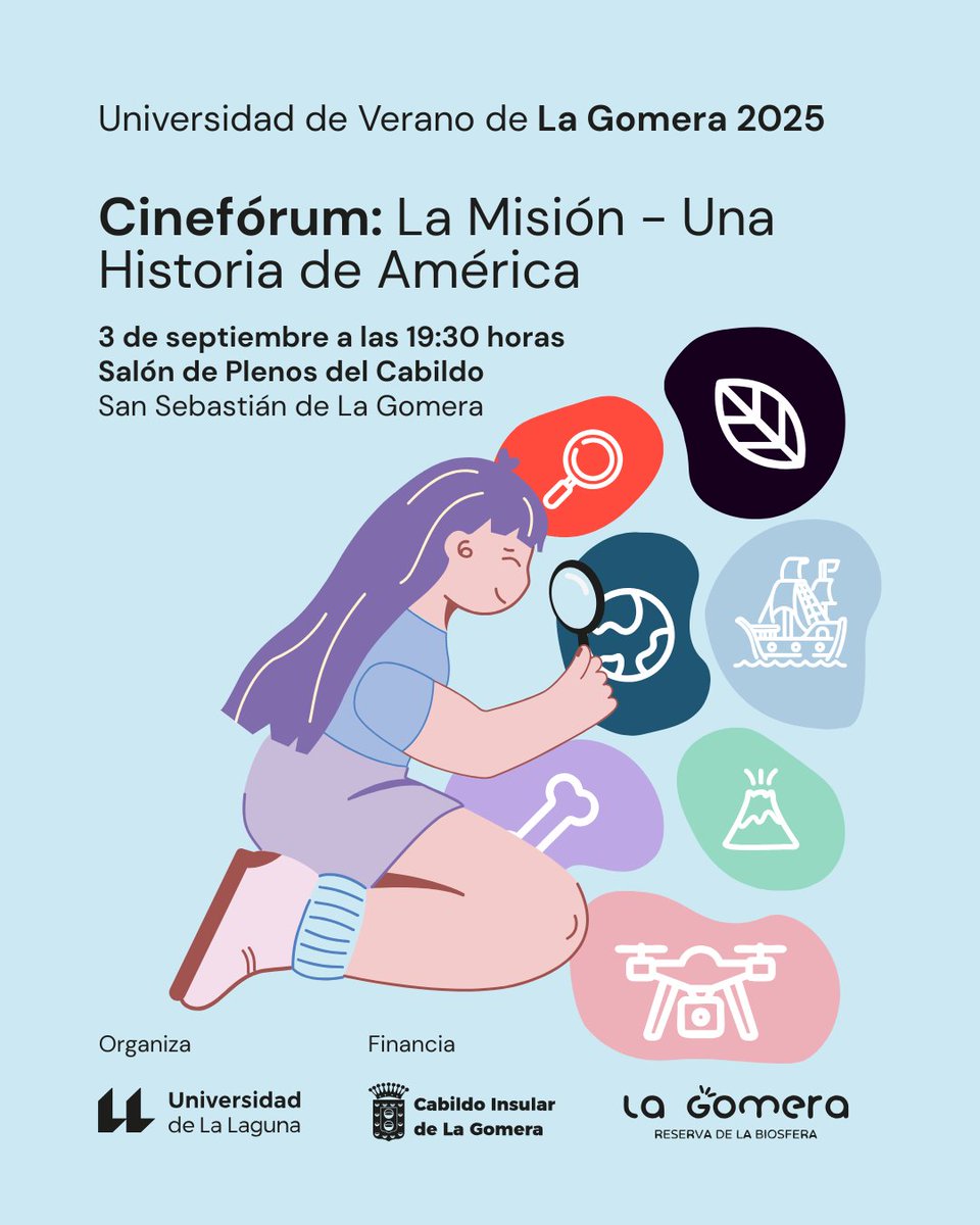 fg_ull's tweet image. 🗓️ En septiembre, la Universidad de Verano de La Gomera despide su edición 2025 con tres actividades gratuitas que conectan naturaleza, cine e historia atlántica.
🌍 Una oportunidad para aprender, reflexionar y redescubrir nuestro patrimonio.
Más info 👉 t.ull.es/13td