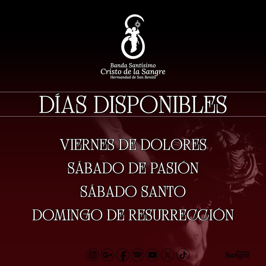 🔴 𝐒𝐄𝐌𝐀𝐍𝐀 𝐒𝐀𝐍𝐓𝐀 𝟐𝟎𝟐𝟔

 𝑫𝑰𝑨𝑺 𝑫𝑰𝑺𝑷𝑶𝑵𝑰𝑩𝑳𝑬𝑺 

🩸Contacta con nosotros en el 𝟲𝟲𝟱 𝟮𝟵 𝟲𝟮 𝟴𝟳

#SomosSangre