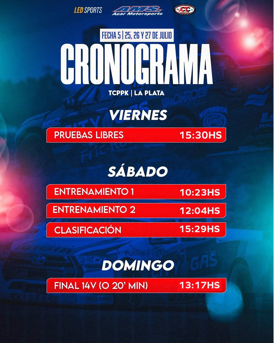 Los horarios del finde de #TCPK en La Plata