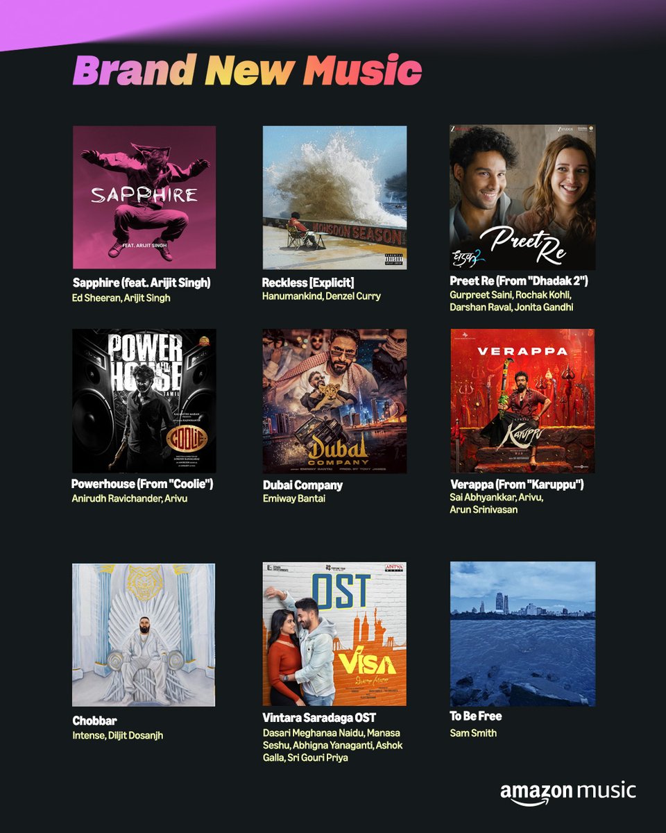 AmazonMusicIN's tweet image. This week's #BrandNewMusic is a powerhouse of beats 💎
Listen now: amzn.to/3UsSpvt 🎧 on #AmazonMusic