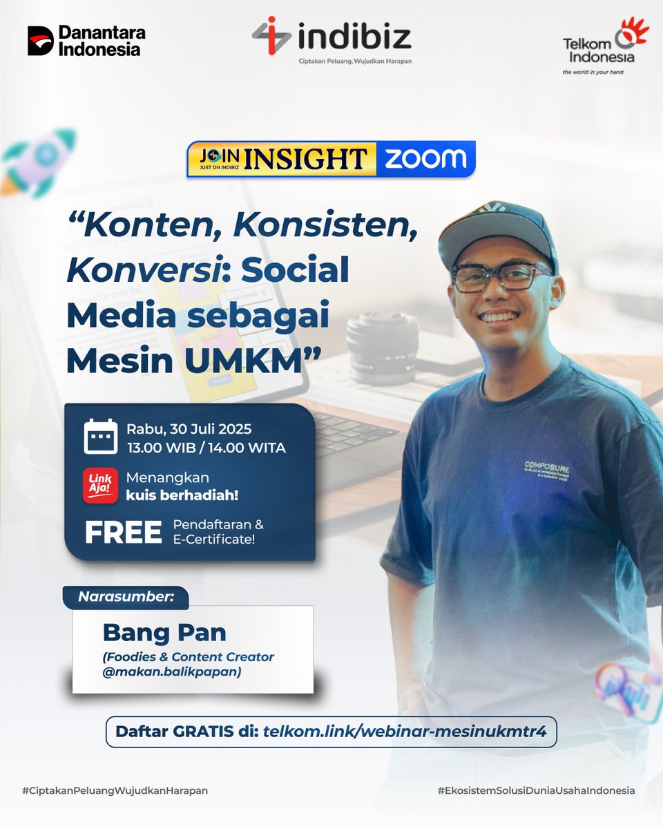 indibiz_borneo's tweet photo. Bayangkan kalau konten Sobiz bisa menarik perhatian, membangun kepercayaan, dan akhirnya mengubah followers jadi pembeli setia.
Itu bukan mimpi, tapi bisa Sobiz wujudkan lewat strategi yang tepat. Yuk ikuti #JOINInsight:
๐ผKonten, Konsisten, Konversi: Social Media sebagai Mesin UMKM
๐ฃBersama Bang Pan | @makan.balikpapan
๐ Rabu, 30 Juli 2025
๐ 13.00 WIB / 14.00 WITA
๐ GRATIS โ Daftar di sini ๐ https://t.co/3MsmBnbuQY
Jangan lewatkan kesempatan ini untuk membawa bisnis Sobiz naik level di dunia digital. Share ke teman UMKM lainnya yang butuh insight ini juga.
#Indibiz #IndibizBorneo
#CiptakanPeluangWujudkanHarapan
#EkosistemSolusiDuniaUsahaIndonesia