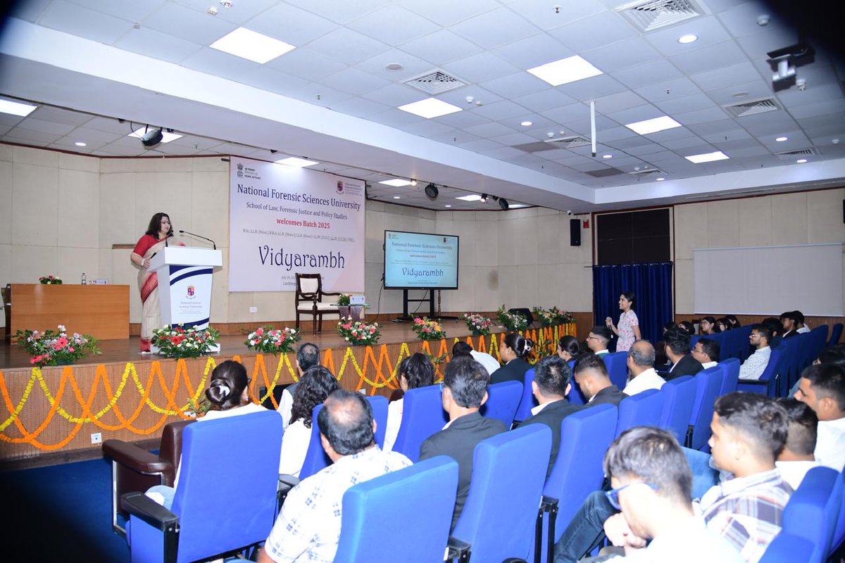 NFSU_Delhi's tweet photo. 🎓 The School of Law, Forensic Justice &amp; Policy Studies kicked off the academic session for Batch 2025 with the Vidyarambh Program!! #NFSU #Vidyarambh #SLFJPS #Law #FutureLegalProfessionals #Orientation2025 https://t.co/PuZlrADAJt