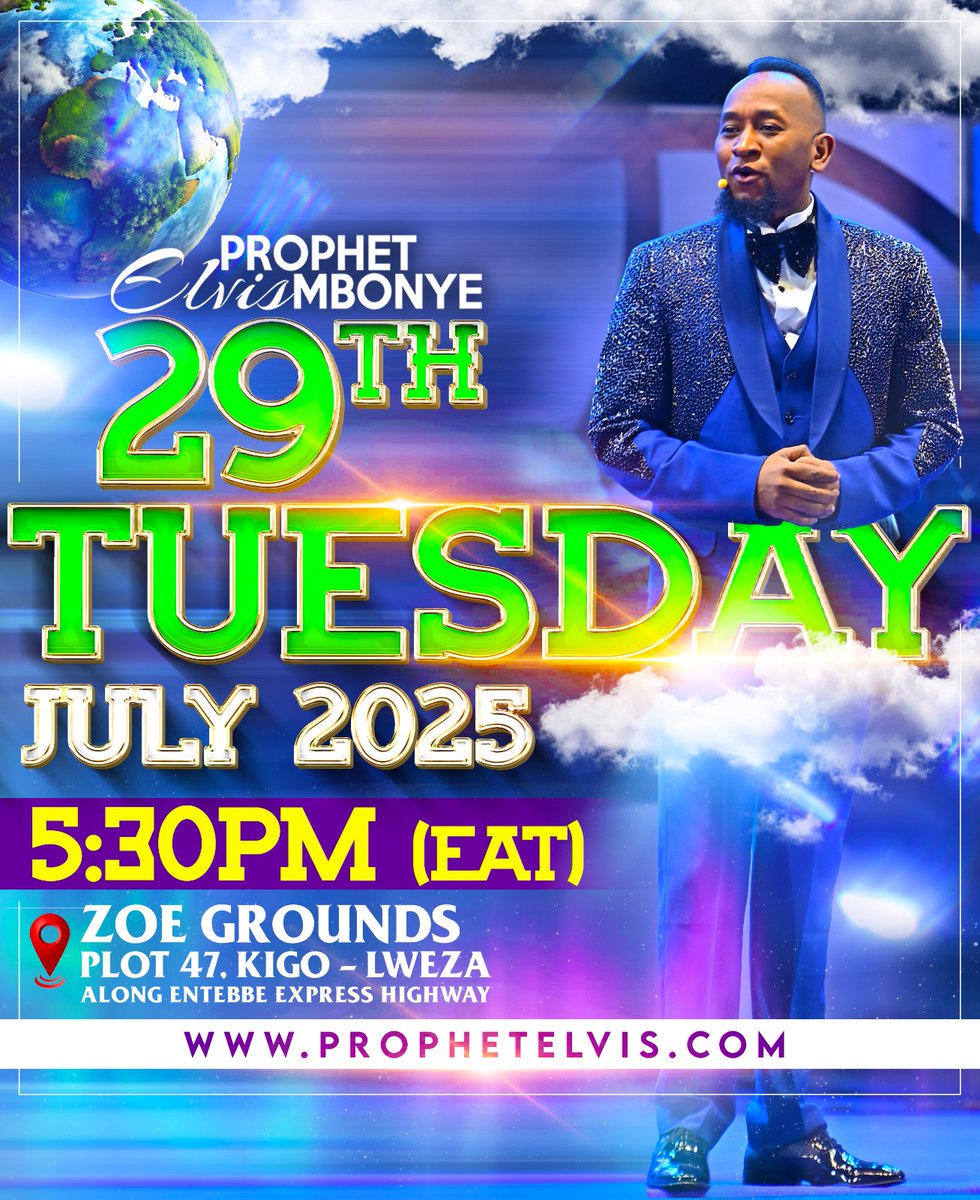 Prophet_elvis's tweet image. Prophet Elvis Mbonye this Tuesday July 29, 2025 5:30 pm at Plot 47 Kigo Lweza, Kampala Uganda.
📍bit.ly/zoegrounds
#ProphetElvisMbonye