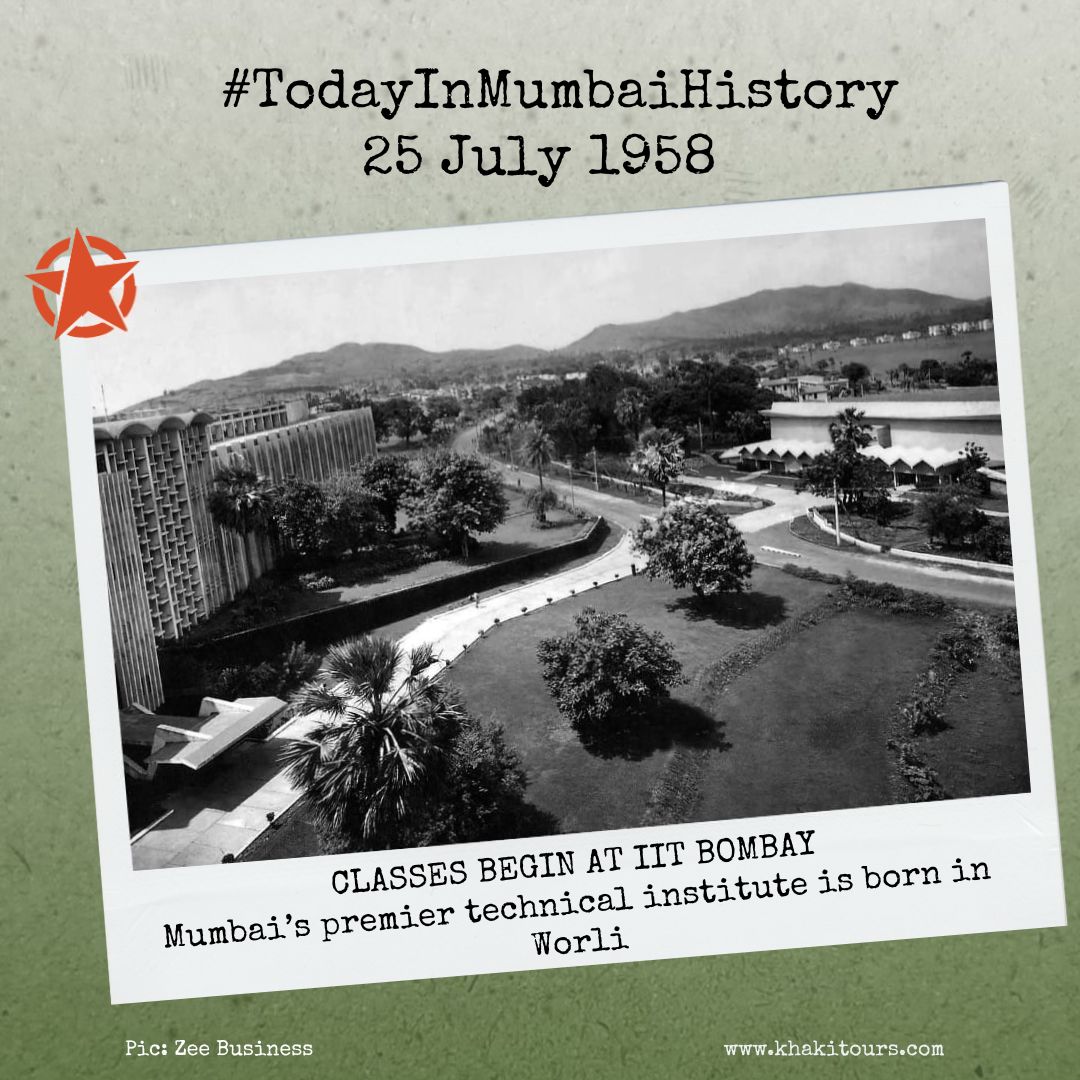 IIT WORLI

This day, 67 years ago, IIT Bombay began classes, not from its campus in Powai (it hadn't been constructed then) but from one wing of the Sasmira building in Worli. The Powai campus was only founded in the following year on 10th March.

IIT Bombay