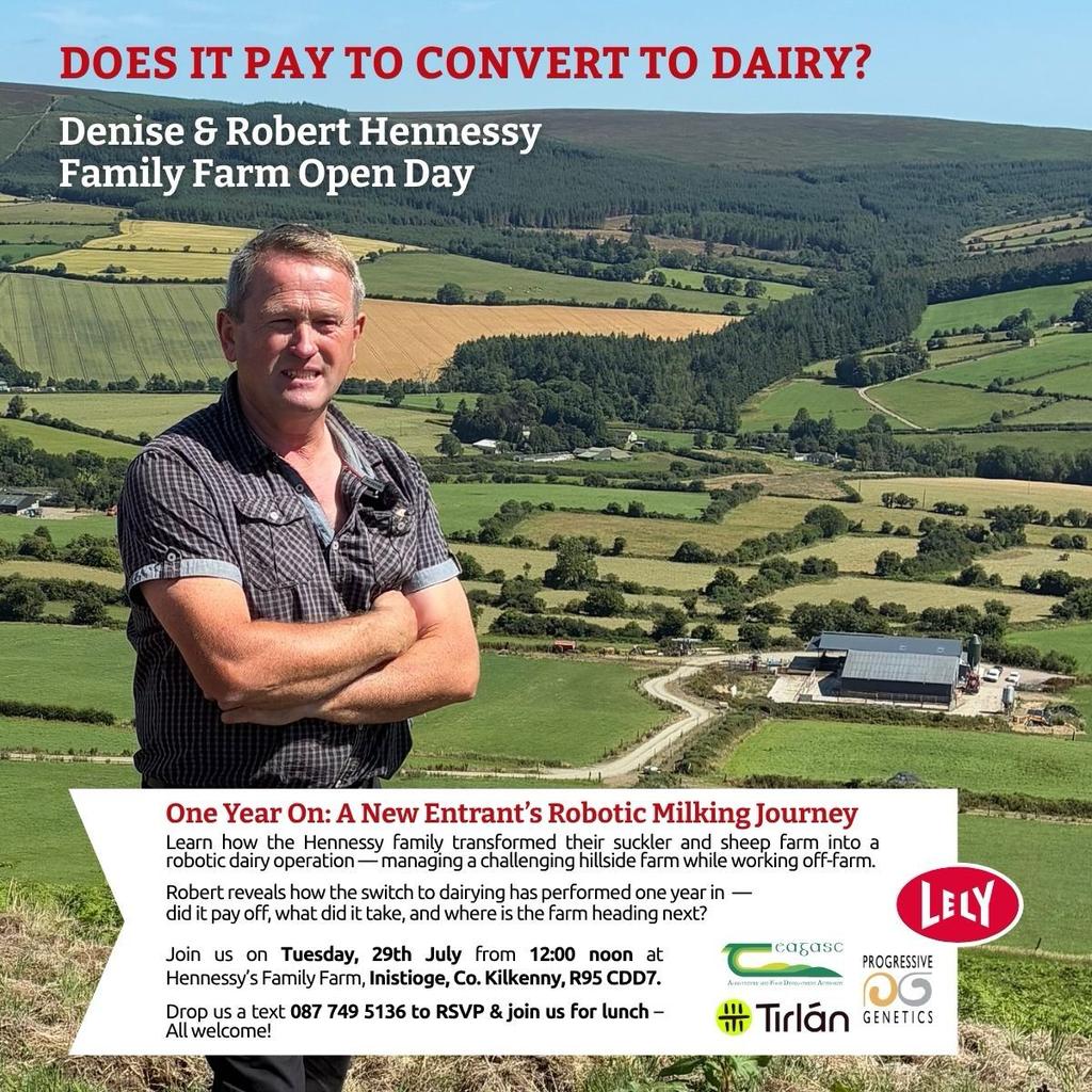 Open day next week - we will be looking at the figures for a new entrant getting into milk from sheep and sucklers. We will go through what Robbie spent to convert to dairy and how the business has performed in the first 18 months. 
Details on the new slurry storage grant also!