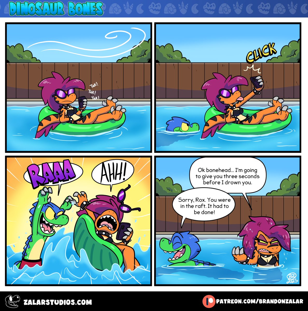 ZarlandRex's tweet image. Zarland just can't help himself sometimes. 🦖🌊☀️
#dinosaurbonescomic