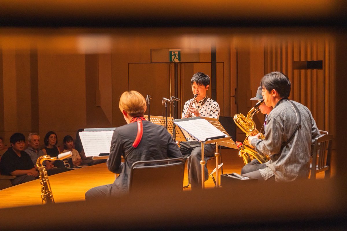 takumisaxophone's tweet photo. 取り急ぎ Saxophone Quartet mu-gen² 終演いたしました。暑い中お越しいただいた皆様ありがとうございました。興奮冷めやらぬ中、取り急ぎご報告させていただきます！

©︎Masakazu Yashima https://t.co/bERDbU4DtO