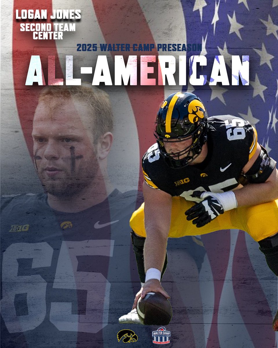 WalterCampFF's tweet image. In case you missed it - the nation's oldest All-America team has selected its 2025 Preseason All-Americans.
Did you know: Iowa has had at least one WalterCamp First Team All-America in each of the last six seasons (2019-2024).