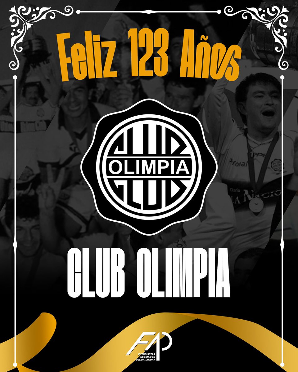 FAParaguay's tweet image. ⚽️ Desde Futbolistas Asociados del Paraguay, felicitamos a @elClubOlimpia por los 123 años de vida institucional 🌟
🥂 ¡Salud por este nuevo aniversario a los amigos del #Decano del #FútbolParaguayo! 🇵🇾 #Olimpia 🏆
#FAP #FutbolistasParaguayos #Paraguay