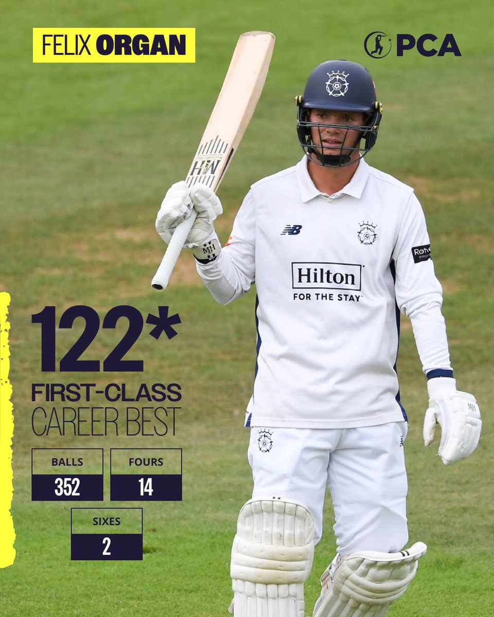 PCA's tweet image. A calm & composed innings to register his best score in First-Class cricket 💯
Well batted, Felix 💪
#CountyChamp