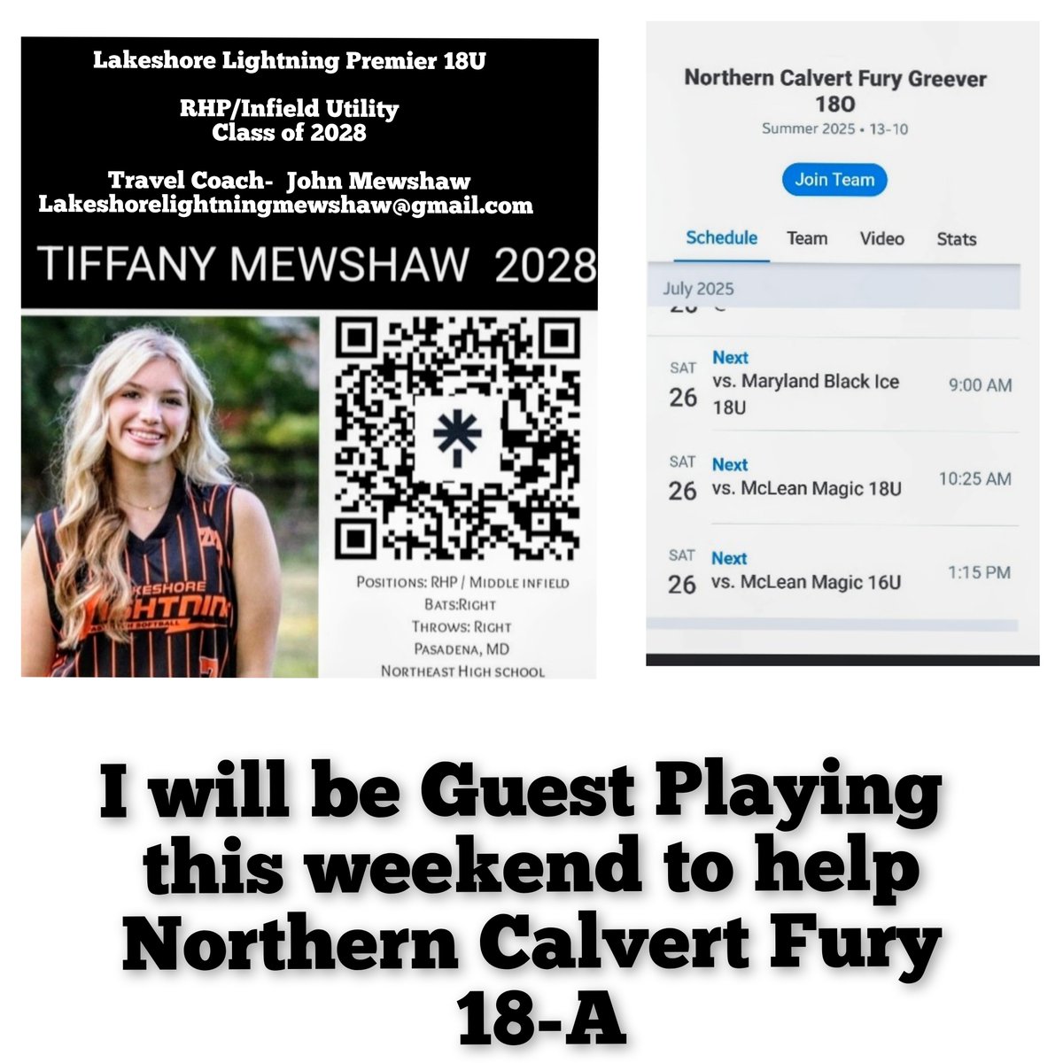 TMewshaw0911's tweet image. I get to guest play this weekend pitching for Northern Calvert Fury 18-A  hope you can catch some of me playing #gettingstronger #improving  #uncommitted #softballcollegebound  #athletes 
@chcsoftball1 @jay_davis77
@marycate_clancy @Towson_SB
@UMBCsoftball  @DelStSB…