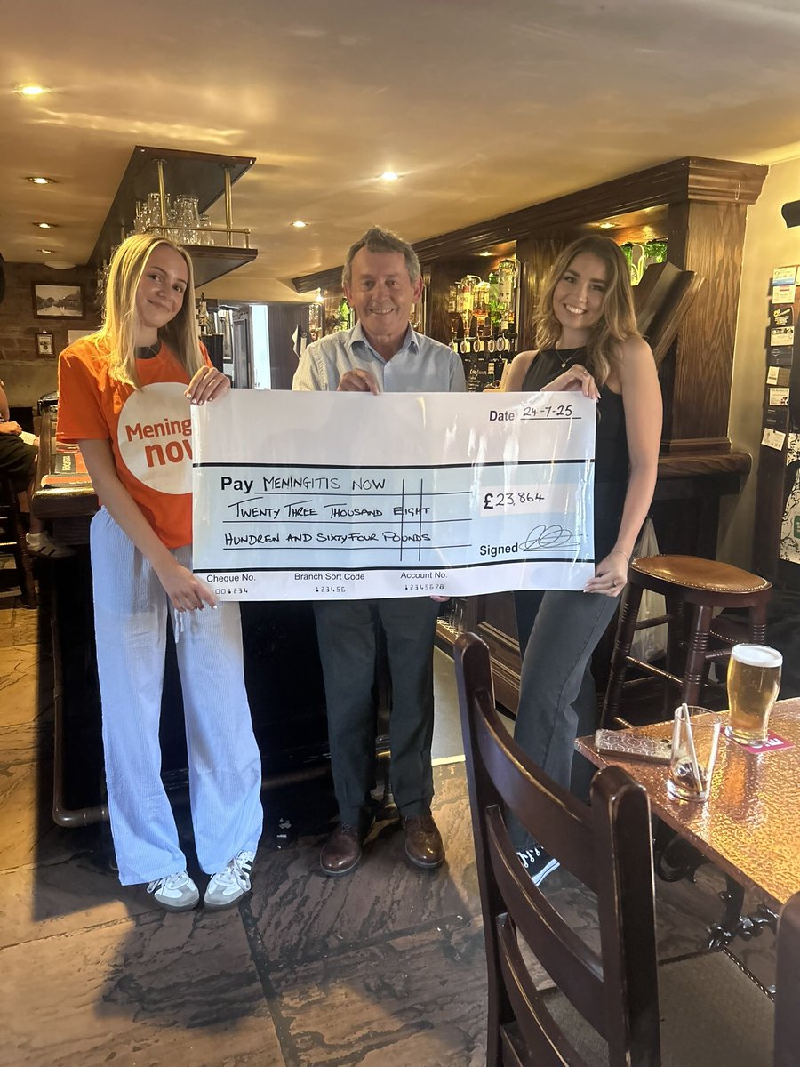 Martin &amp; Shauna made a presentation last night to volunteer Bella Newey from <a href="/MeningitisNow/">Meningitis Now</a> The amount is the total banked over the years from fundraising at the pub in memory of little Charlie Mann, Bella’s cousin. Fantastic effort from everyone. Next year let’s reach £25k!